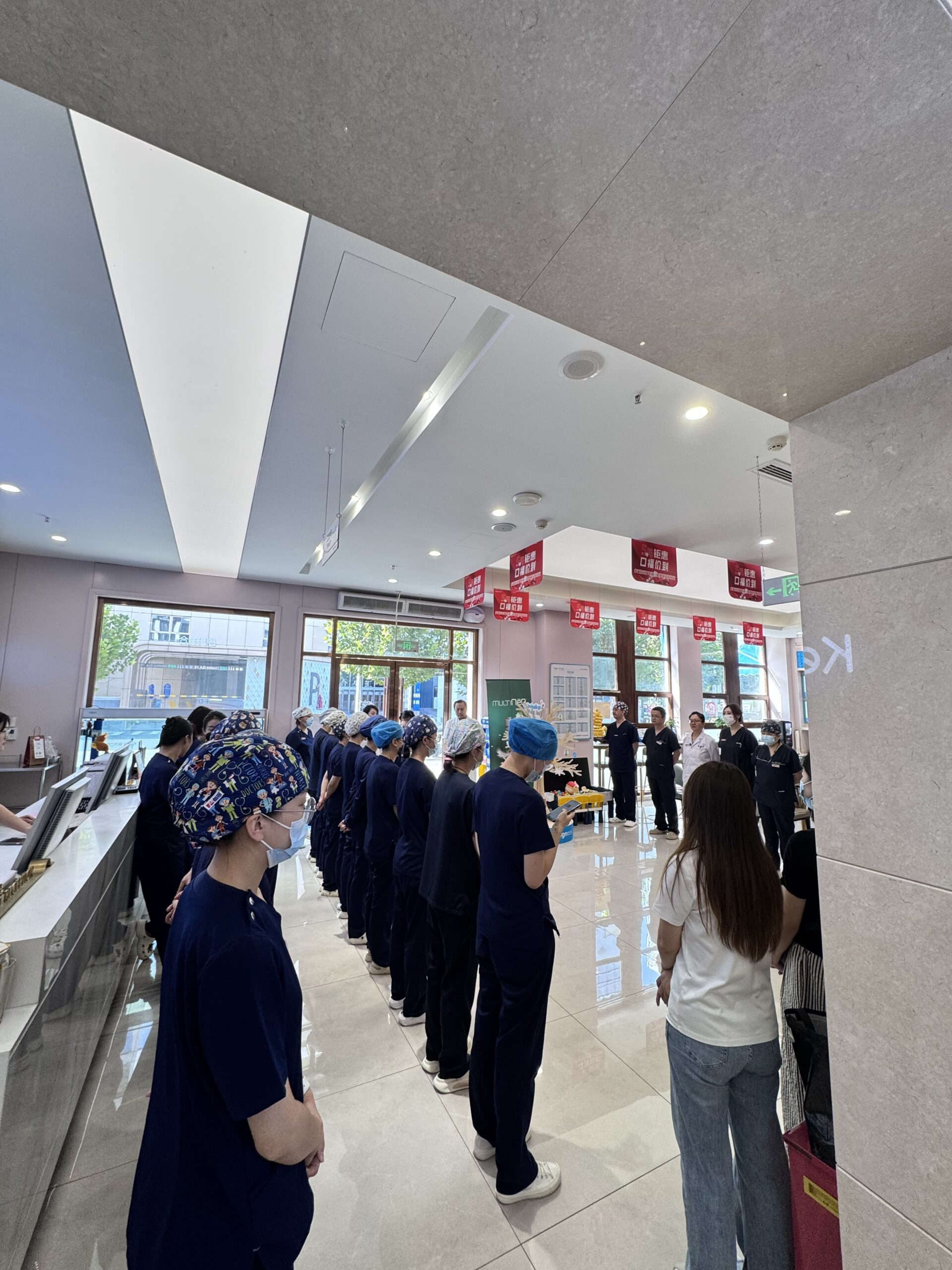 Dentists morning meeting at Beijing Keer Dental Clinic